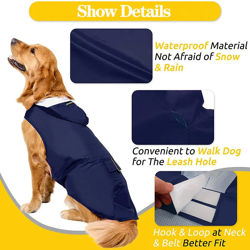 Incredible Dog Raincoat With Reflective Strips